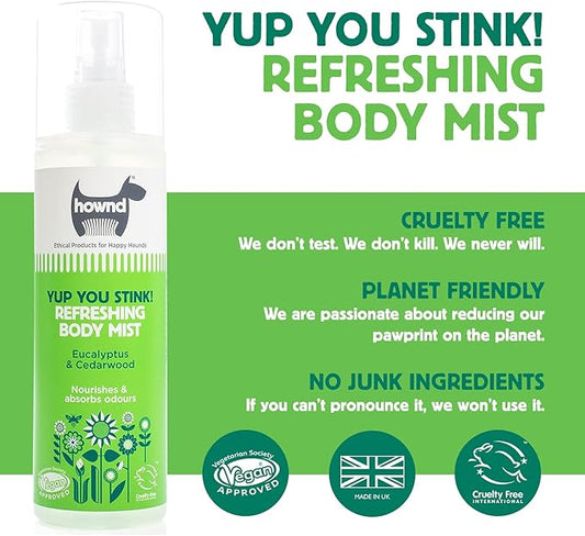 hownd Yup You Stink Odor Control Refreshing & Deodorizing Cedarwood & Eucalyptus Body Fragrance Spray for Dogs, Powered by Plants, Deodorizes & Shines Coat, Vegan Formula (Pack of 2)