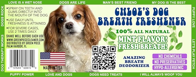 Green Piece® Chloe Breath Freshener and Deodorizer for Dogs - 100% Natural - Mint Flavor
