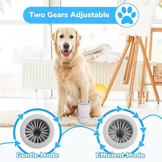 Automatic Dog Paw Cleaner Washer and Massager, Electric Pet Foot Paws Washer for Dogs Cats, USB Portable Dog Feet Cleaner Cup for Medium to Large Dogs, Pet Grooming Supplies(White)