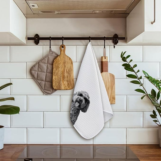 Wine Cavapoo Kitchen Towels, Cavapoo Gifts for Women Dish Towels for Kitchen Drying, Dog Lover Mom Gifts for Women Hand Towels for Bathroom, 16x24 Inch