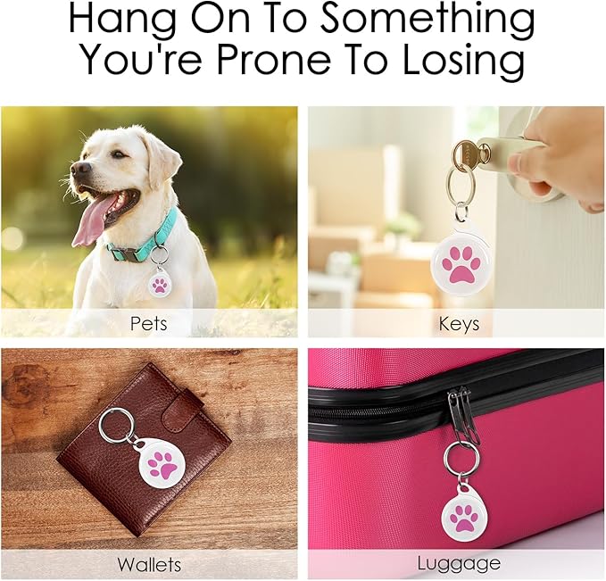 QR Code Dog Tag, Smart ID Tags, Dog Tags Personalized Lightweight Silent ID Tag for Kids Pets Bags Keys, Pink