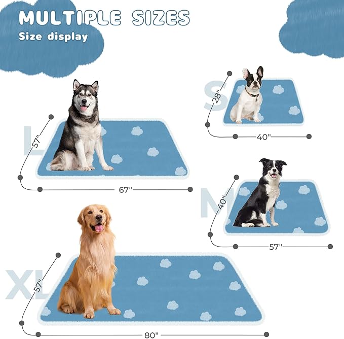 Luciphia Waterproof Dog Cat Blanket Fluffy Thick Fleece Pet Blanket,Washable Double Sided Sherpa Calming Blankets Flower Print Blankets for Medium Large Dogs Cats(Blue Cloud,67x57 inches)