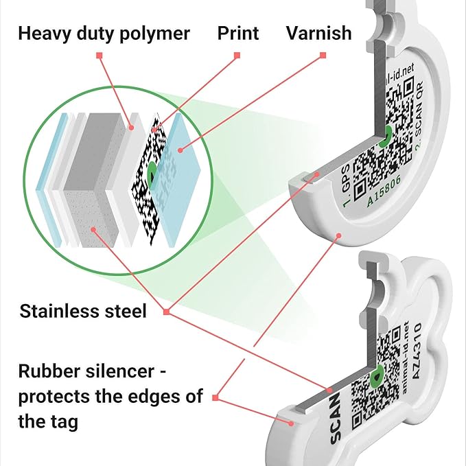 QR Code Pet Tag Service Dog ID - ESA - Emotional Support Service Dog Name Tags (Service Dog, L)