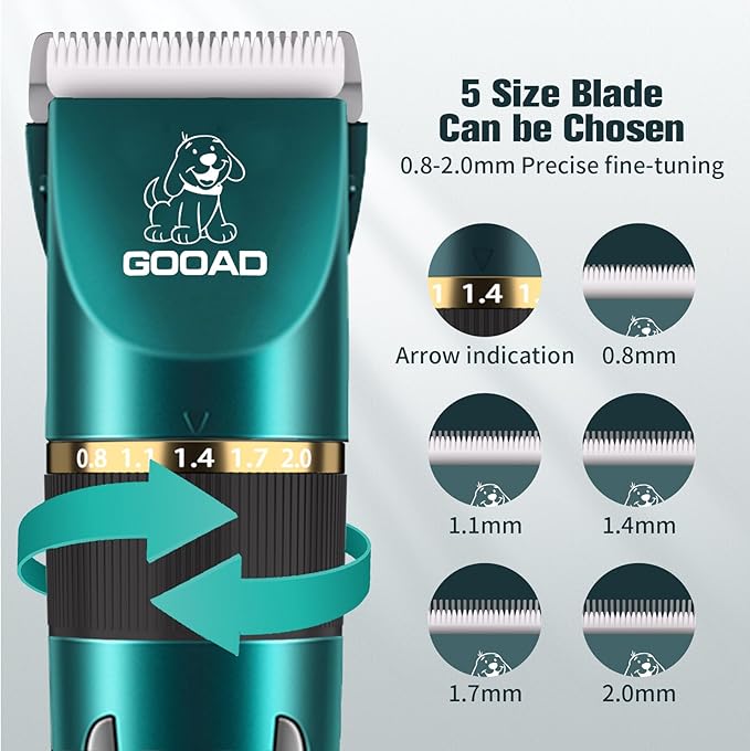 Goood Pet Clippers for Matted and Long Hair - Cordless Cat Trimmer with Low Noise and Thick Hair Grooming