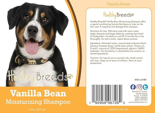 Healthy Breeds Entlebucher Mountain Dog Vanilla Bean Moisturizing Shampoo + Conditioner - with Vitamins A, D, E + Coconut Oil - 8 oz