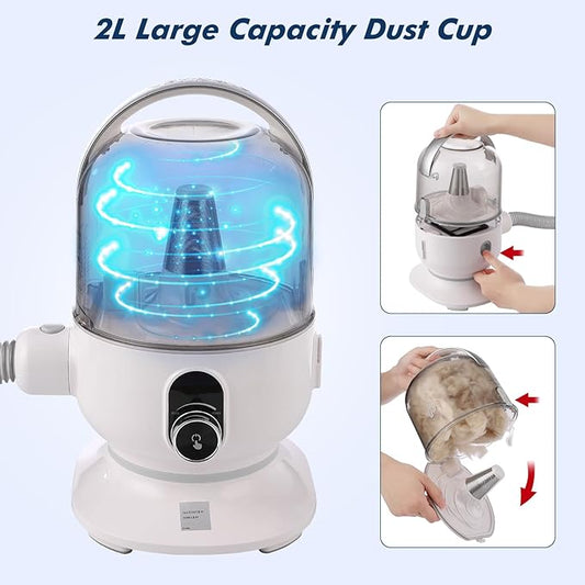 Pet Grooming Kit,Dog Hair Vacuum,Dog Grooming Vacuum,Dog Clippers Nail Trimmer Grinder,2L Large Capacity Dust Cup, Low Noise,One-Click Clean,16 Levels of Suction Adjustment, Gray