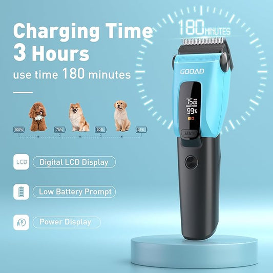 Dog Clippers for Grooming for Heavy Thick Coat, 3-Speed Low Noise Dog Grooming Kit, Electric Quiet Dog Hair Trimmer,Cordless,Rechargeable, Pet Hair Shaver for Small and Large Dogs Cats, Blue