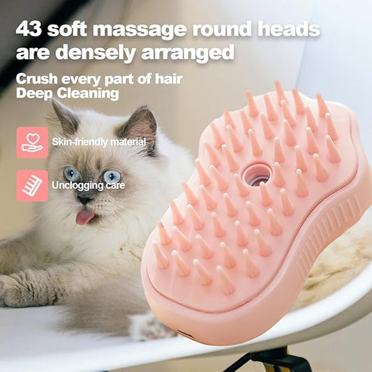 Cat Steamy Brush Dog brushes Cat Claw Pet Brush for Shedding Grooming, Lightweight Skin Friendly Pet Brush Hair Removal Comb Brushes for Long or Medium Haired Cats(Pink)
