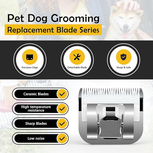 10# Dog Grooming Clipper Replacement Blades, Detachable Blade Compatible with Andis/wahl/Oster Pet Clippers,10 Blade 1/16-inch, Made of Ceramic & Stainless Steel Blade, Black