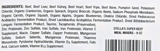 Stella & Chewy's Freeze Dried Raw Super Beef Meal Mixer – Dog Food Topper for Small & Large Breeds – Grain Free, Protein Rich Recipe – 8 oz Bag