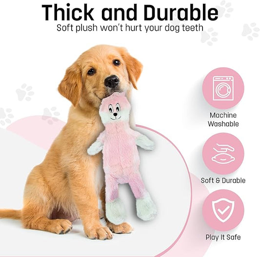 FGA MARKETPLACE Pink Rabbit Dog Toy Flat NO Stuffing NO Squeak, Funny Style Will Entertain Your Dog for Hours, Recommended for Small and Medium Dog 21 INCH Long