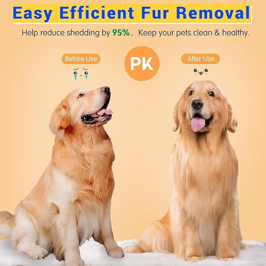 Pet Grooming Brush for Cats & Dogs, Self-Cleaning Undercoat Deshedding & Massage Tool, Purple