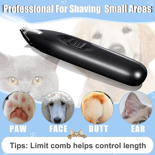 KIKETECH LED Dog Paw Trimmer - Cordless, Low Noise Dog Clippers for Grooming, Rechargeable Small Area Shaver for Cats, CoalBlack