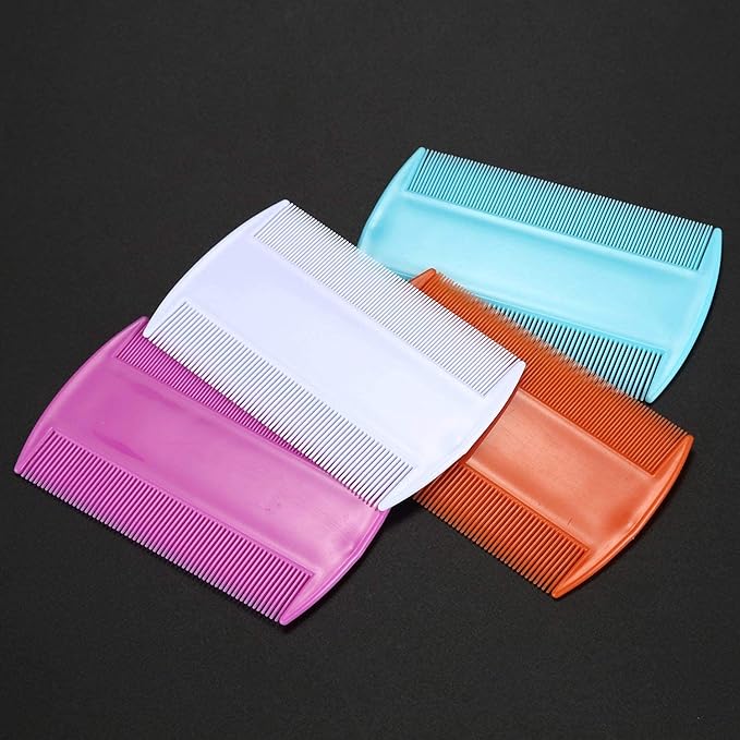 4 Pcs Lice Combs, Double sided Pet Combs, Cat Dog Pet Grooming Fine Tooth Hair Combs Mixed Color