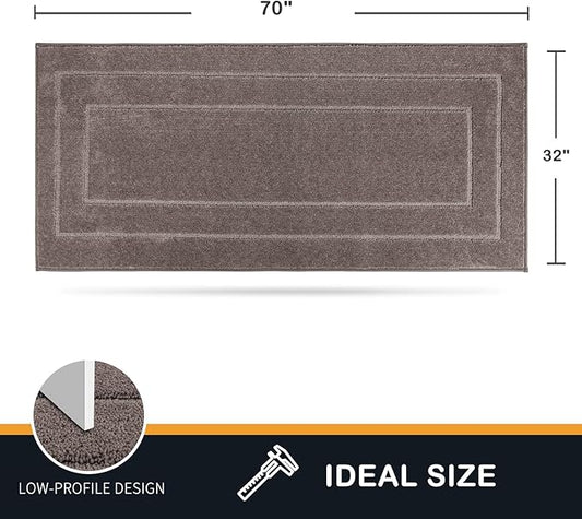 PURRUGS Dirt Trapper Door Mat 32" x 70", Non-Slip/Skid Machine Washable Entryway Rug, Dog Door Mat, Super Absorbent Welcome Mat for Muddy Wet Shoes and Paws, Grayish Brown