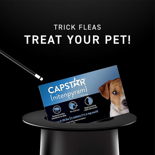 Capstar (Nitenpyram) Fast-Acting Oral Flea Treatment for Dogs 2-25 Lbs, Vet-Recommended Medication Tablets, Flea Tablets for Dogs Start Killing in 30 Minutes, 12 Doses