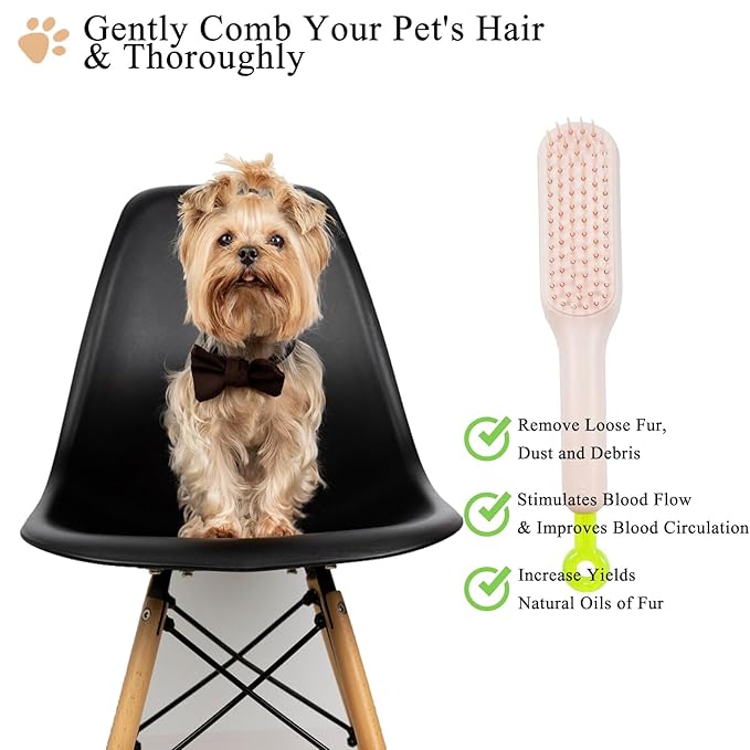 Scalable Grooming Brush for Small Dogs, Puppy Brush , Soft Dog Brush for Shih Tzus, Yorkies, Maltipoos, Maltese (Pink)