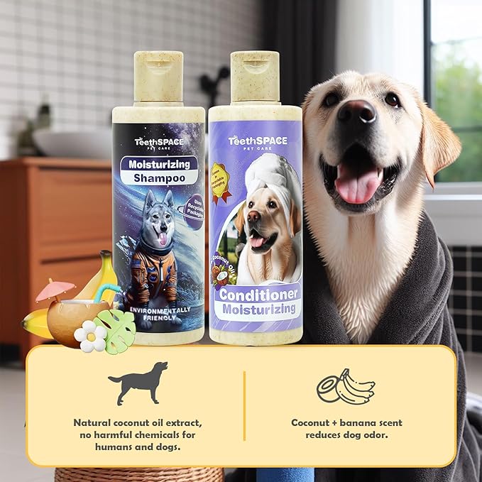 Odor Control Dog Shampoo and Conditioner Set, Dry Skin&Itchy Relief,for Allergies and Itching Dog or Puppy,Hypoallergenic Dog Shampoo for Sensitive Skin(Net 6.76 FL Oz)