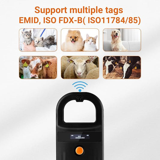 Tera Pet Microchip Reader with D-Ring RFID Portable Animal Chip ID Scanner with OLED Display Screen Rechargeable Data Storage Tag Scanner EMID FDX-B(ISO11784/85) for Dogs, Cats & Animal Management