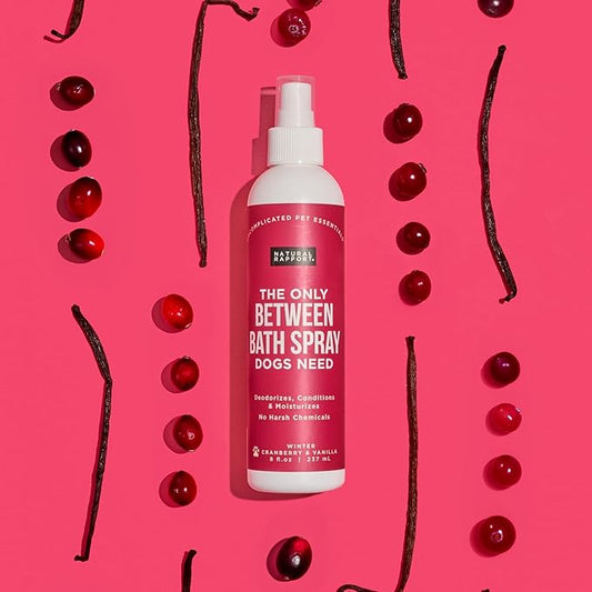 Natural Rapport Dog Cologne Spray Cranberry & Vanilla Scent - The Only Between Bath Spray Dogs Need - Convenient, Dog Deodorant Spray and Pet Urine Odor Eliminator Perfume (8 fl oz.)