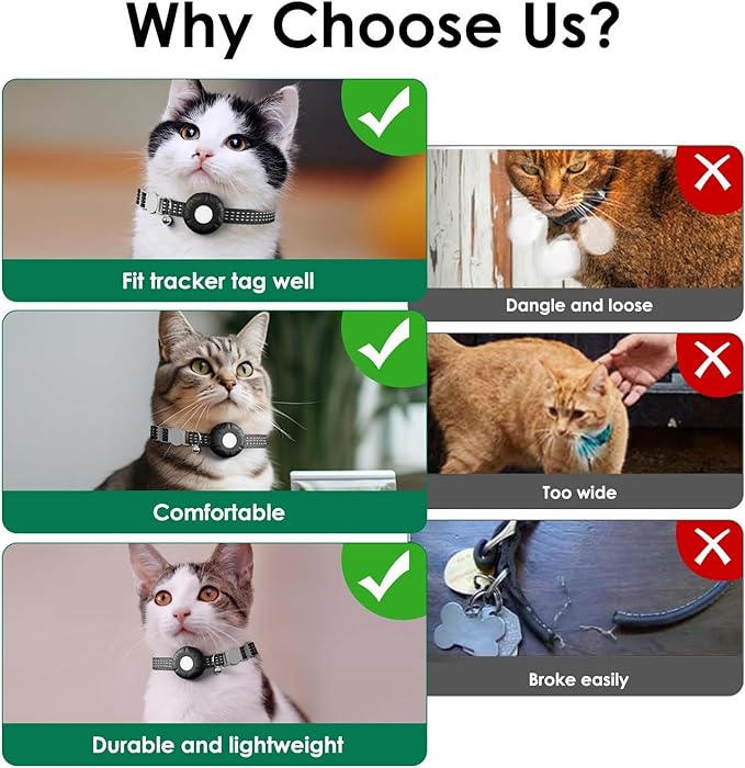 Pet Tracker for Cat, Real-time Cat Tracker with Breakaway Cat Collar, Compatible with Apple Find My(iOS Only), Alarm Alerts, No Monthly Fee, Battery Life Up to 1 Years, Black