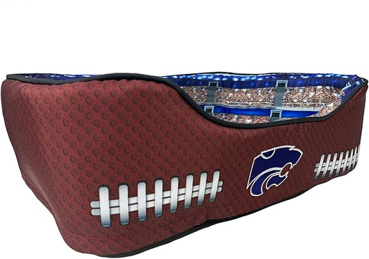NCAA Kansas State Wildcats Stadium Dog Bed, Pet Pillow Bed for Dogs, Sporty Football Dog Bed and Lounge Cushion