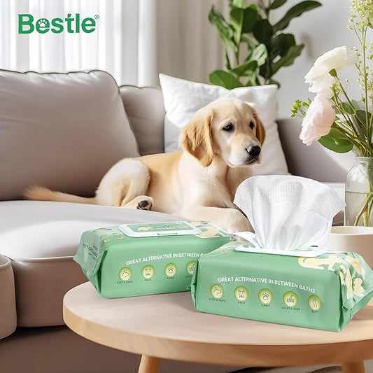 Dog Wipes, 100 Count Pet Grooming Wipes, Conditioning Shine Coat, Cleaning and Deodorizing, Pet Wipes for Dogs & Cats, for Sensitive Skin (Jasmine)