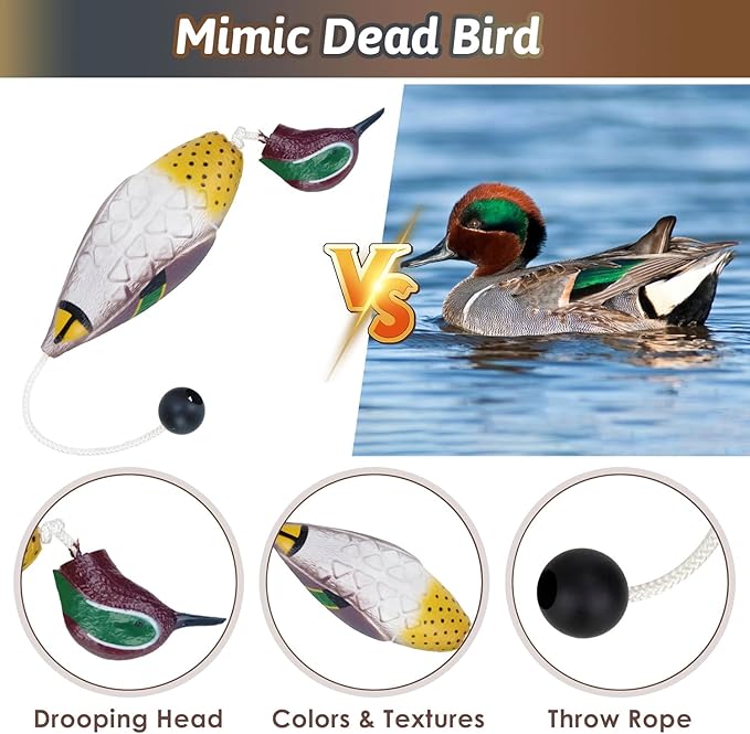 2 Pcs Mottled Mallard Mandarin Duck Dummy Bumper Toys for Hunting Retriever Dog Training, Retriever Outdoor Training Toy,Hunting Recognition Trainers, Foam Pet Interactive Toys