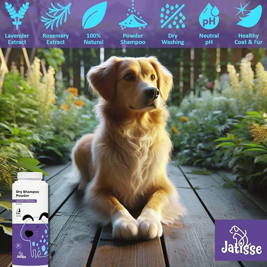 Dry Shampoo for Dogs, Powder Shampoo with Lavender and Rosemary for Dogs, Instantly moisturizing, detangles and rejuvenates That Pretty Coat, Waterless Formula 5.29 oz / 150gr (1) (2)