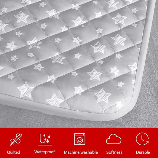 Dog Bed Covers Replacement Washable Pet Hair Easy to Remove, Waterproof Dog Bed Covers Noiseless Quilted, Pet Bed Cover Lovely Grey Star Print, Puppy Bed Cover 44x54 Inches, for Dog/Cat, Cover Only