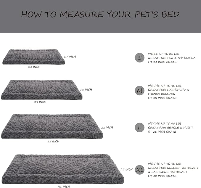 Washable Dog Bed Mat Reversible Dog Crate Pad Soft Fluffy Pet Kennel Beds Dog Sleeping Mattress for Large Jumbo Medium Small Dogs, 41 x 27 Inch, Gray