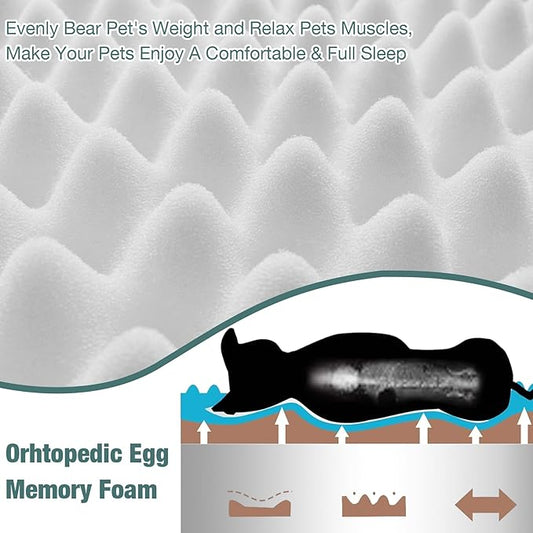 Small Dog Mat Washable Memory Foam Crate Bed Pad for Puppy Dog Cushion Mat Anti Slip Flat Dog Cage Padded Mat Beige,28"x20"