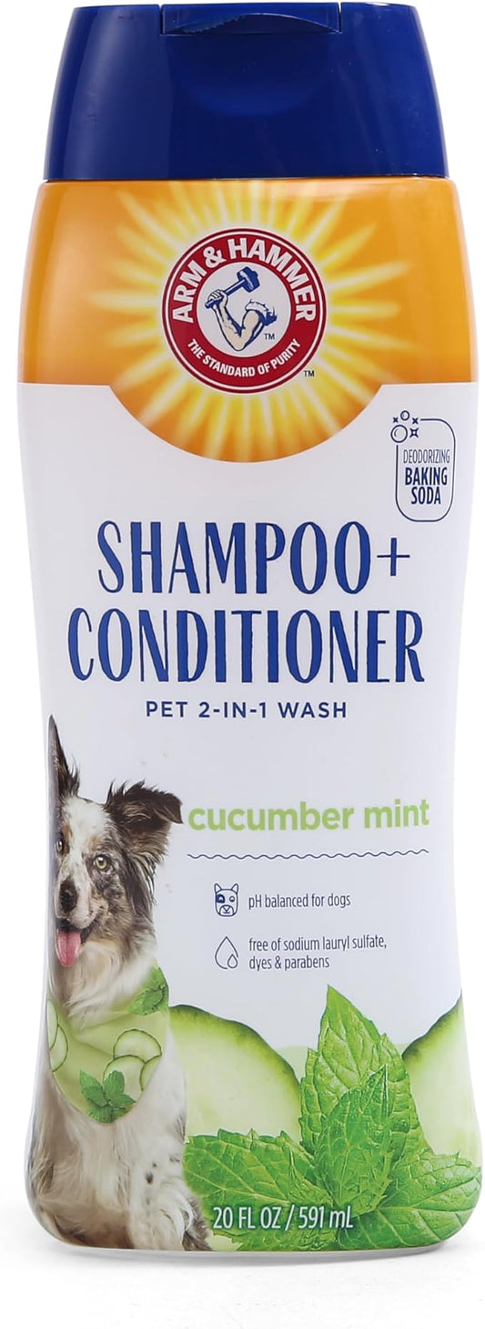 Arm & Hammer for Pets 2-in-1 Shampoo & Conditioner for Dogs | Dog Shampoo & Conditioner in One | Cucumber Mint, 20 Ounces - 6 Pack Dog Shampoo and Conditioner for All Dogs