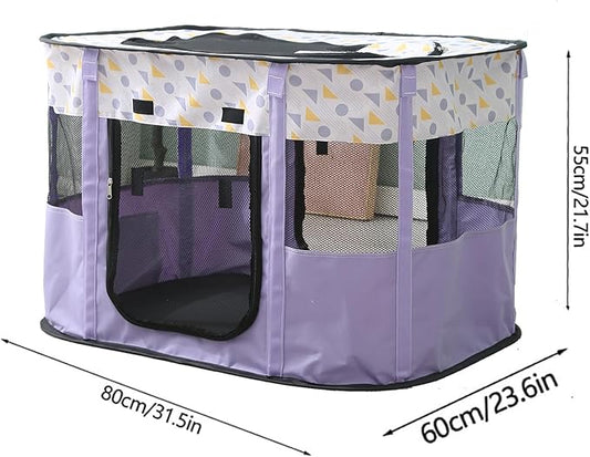 Foldable Pet Playpen, Puppy Play Pen for Indoors Foldable Indoor Enclosure with Carry Bag (Large, Purple)