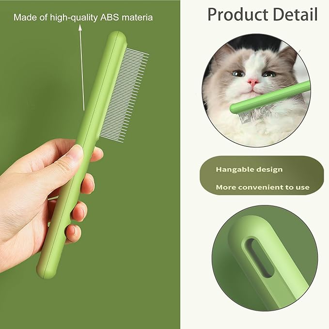 Small Dog Grooming Brush,Puppy Hair Brush for Shedding Tangles Pet Hair Removal Comb Stainless Steel Teeth Flea Comb - Perfect for Shih Tzus,Yorkies,Maltipoos,Maltese,Small Breeds (Compact teeth)