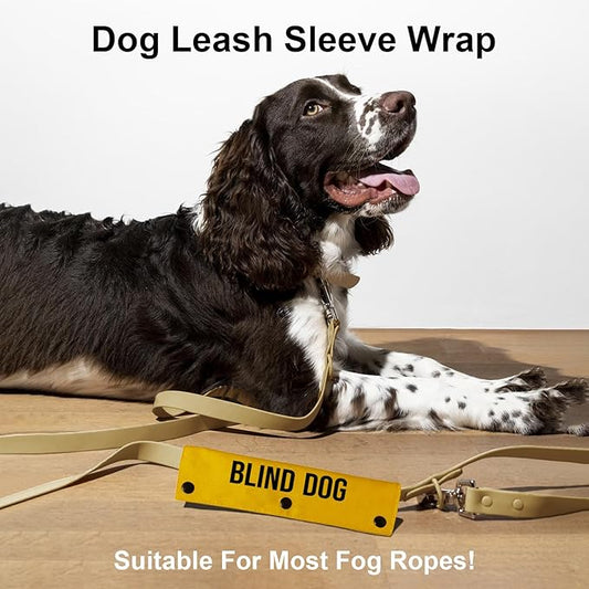 YROVWENQ Blind Dog Dog Leash Wrap with Visual Impairment Yellow Alert and Hanging ID Tag - Thoughtful Gift Idea for Pet Birthdays and More (Blind Dog Sleeve)