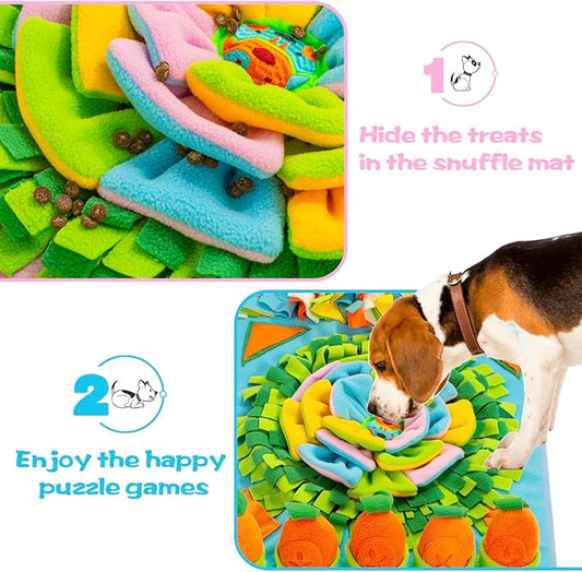 Pet Snuffle Mat for Dogs Sniff Mat Nosework Feeding Mat Slow Feeder Interactive Dog Puzzle Toys for Training and Stress Relief Encourages Natural Foraging Skills (31''x19''(Blue))