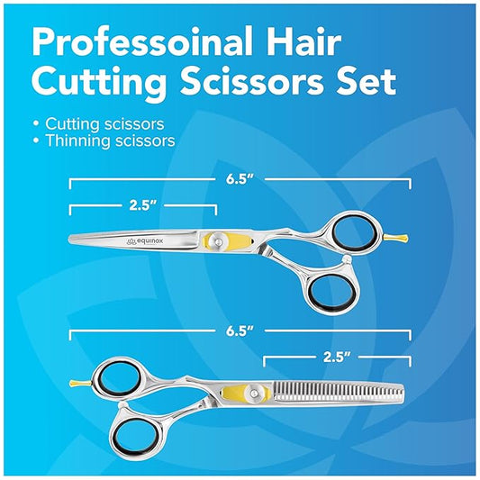 Equinox Professional Razor Edge Hair Cutting/Thinning Scissor Set/2, 6.5"