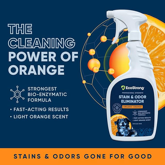 Orange Odor Eliminator | Pet Odor Deodorizer for Strong Odor | Enzyme Stain Cleaner for Cats, Dogs, and Pets | Great for Carpets, Furniture, Dog Kennels, and More (32 Fl Oz)