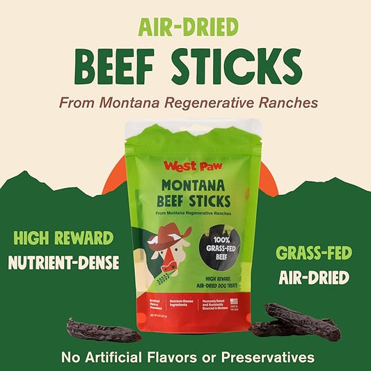 WEST PAW, Air Dried Dog Treat, Montana Beef Stick