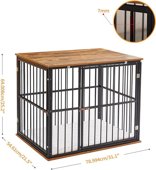 Made4Pets Dog Crate Furniture Dog Kennel Indoor Decorative Wood Dog Cage, 31”L x 21.6”L x 25.3”H, Brown
