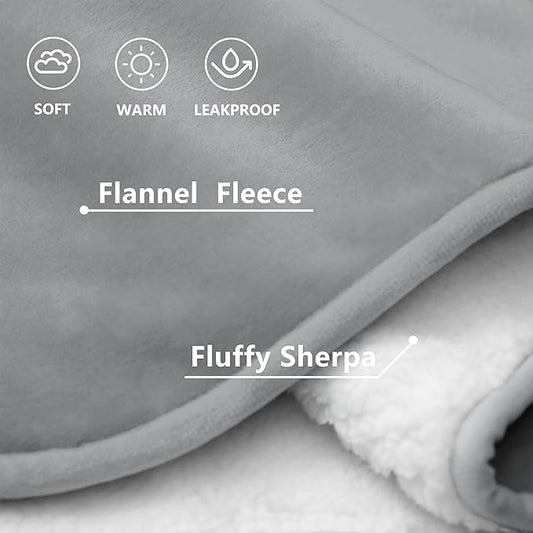 gogobunny Waterproof Bed Blanket, Reversible Sherpa Fleece Throw Blanket for Dog Puppy Cat, Furniture Cover Protects Bed Couch Sofa from Liquid Pee and Pet Fur (Grey, 50x60 inches)