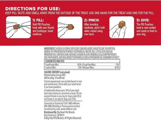 Milk - Bone Variety Pill Pouches with Real Chicken & Hickory Smoke Bacon Flavor – Each Pack 6 oz/Approx 25 Dog Treats