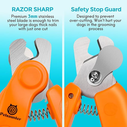 2-in-1 Dog Nail Clippers & Grinder, 2 LED Lights and Safety Guard Dog Nail Grinder, Quiet Sharpest Advanced Dog Nail Trimmers for Large Medium Small Size Dogs & Cats & Pets with Thick Nails
