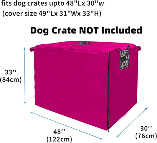 Dog Crate Cover 48 inch XL Dog Kennel Outside Cover, Big Dog Cage for Large Dogs Wire with1 2 3 Doors, Waterproof 600D Oxford Fabric Indoor/Outdoor Pink(Dog Crate NOT Included)
