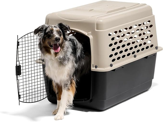 Petmate Vari Dog Kennel - Portable Crate for Pets 50-70 lbs - Airline-Friendly Pet Carrier - Durable Plastic Shell - For Home and Travel - Made in USA - 36 Inches - Taupe and Black