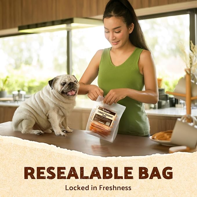 Afreschi Natural Turkey Tendon Pretzel (M) 10 oz, Turkey Sourced from USA, All Natural Puppy Chew, Hypoallergenic, Rawhide Alternative, for Medium Breeds