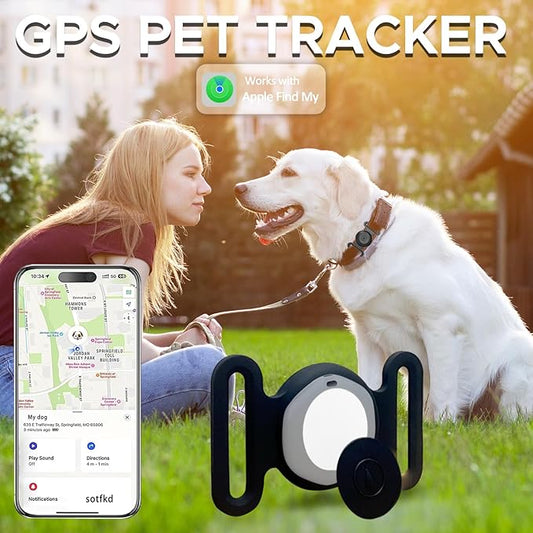 GPS Tracker for Dogs, Mini GPS Cat Tracker, Dog Tracking tag with Holder, No Monthly Fee,Work with Apple Find My(iOS Only),Dog Tracking Device,Anti-Lost,Finder Tag for Vehicles/Pets/Kids/Items (Black)