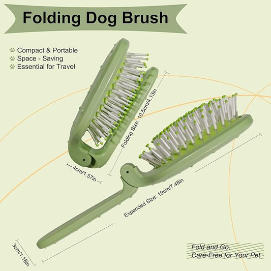 Foldable Cactus Puppy Brush Small Dogs Soft Bristles Grooming Tool Yorkie Shih Tzu Maltipoo Maltese (Light Green)