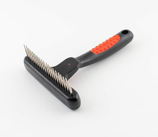 RYAN'S PET SUPPLIES Paw Brothers Magic Spring Undercoat Rake for Dogs, Professional Grade Grooming Tool, Stainless Steel Pins, Removes Tangles and Mats, Comfort Grip, 4.5 in.